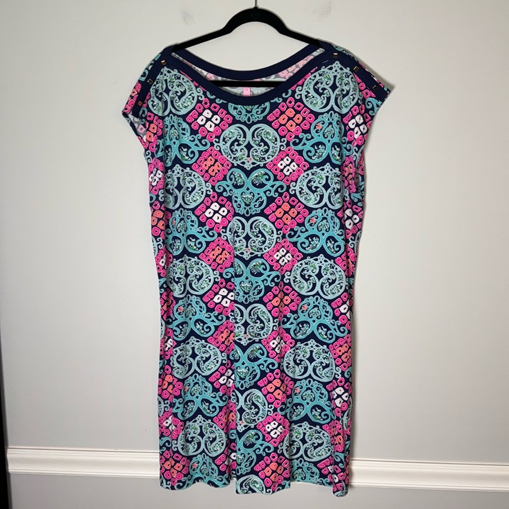 Patterned Blue and Pink Dress